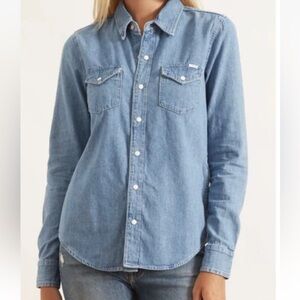 MOTHER Light Blue The Gathered All My Exes Denim Shirt
